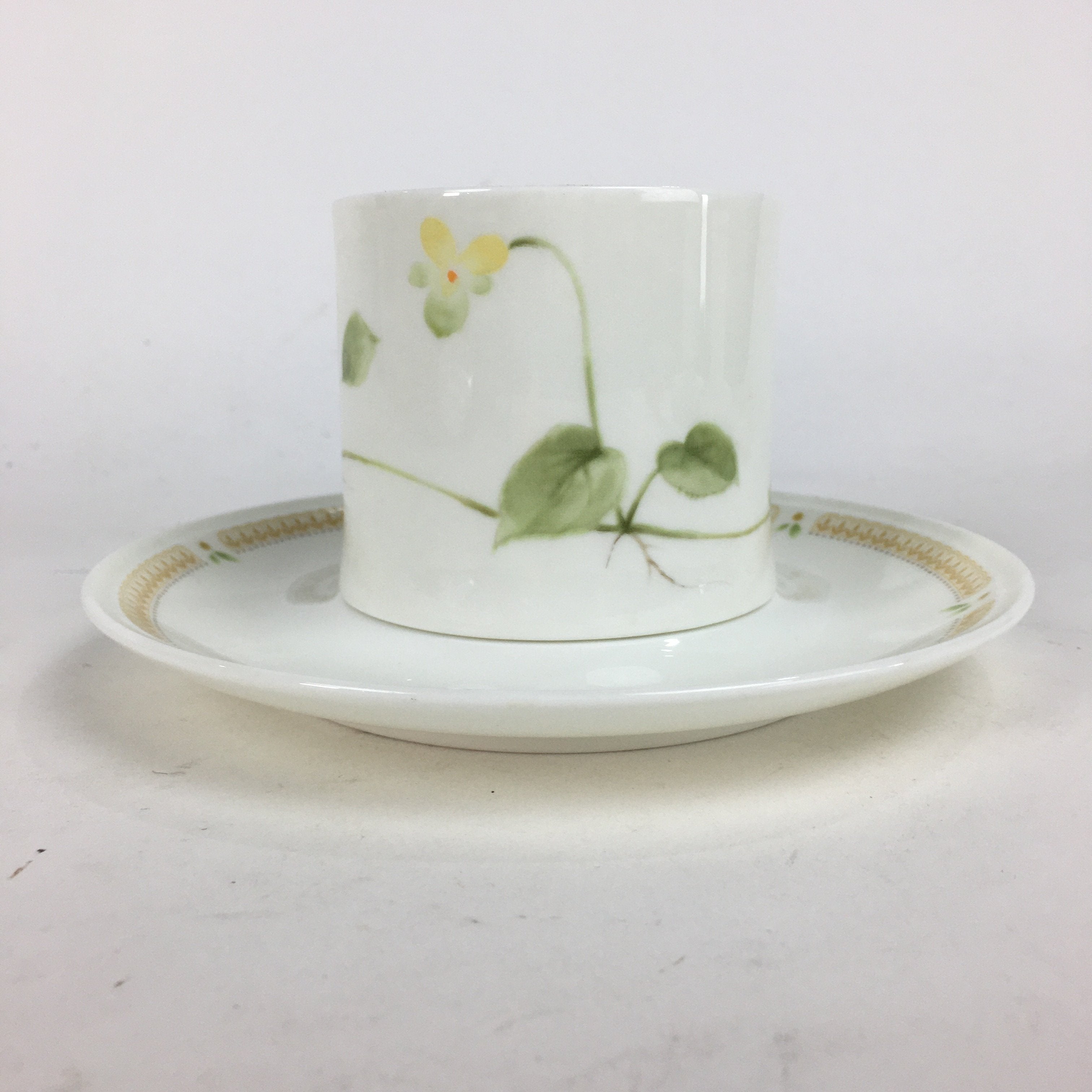 Japanese Porcelain Teacup Mug Saucer Set Vtg Narumi Bone China Flower PP680