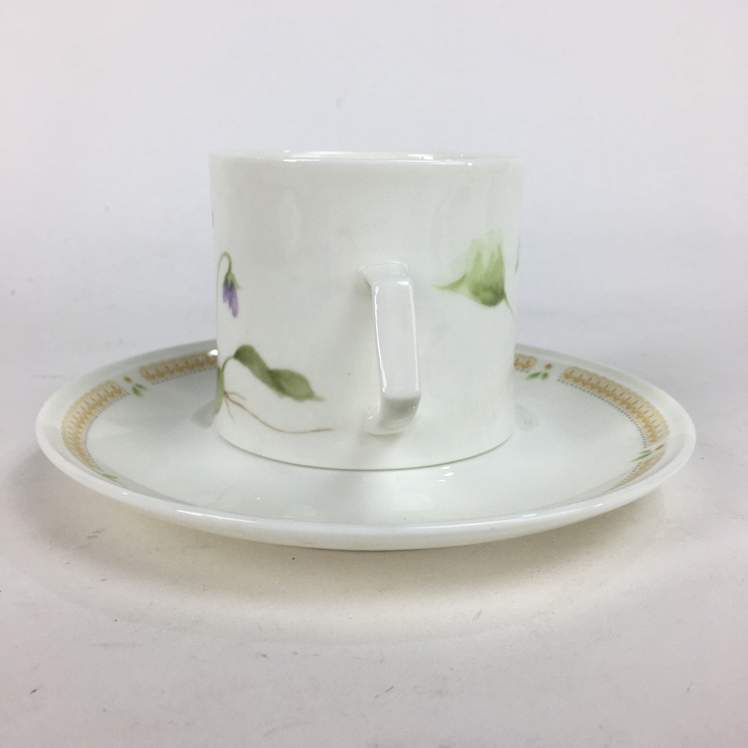 Japanese Porcelain Teacup Mug Saucer Set Vtg Narumi Bone China Flower PP680