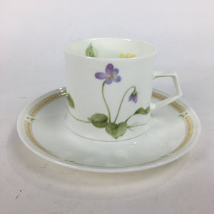 Japanese Porcelain Teacup Mug Saucer Set Vtg Narumi Bone China Flower PP680