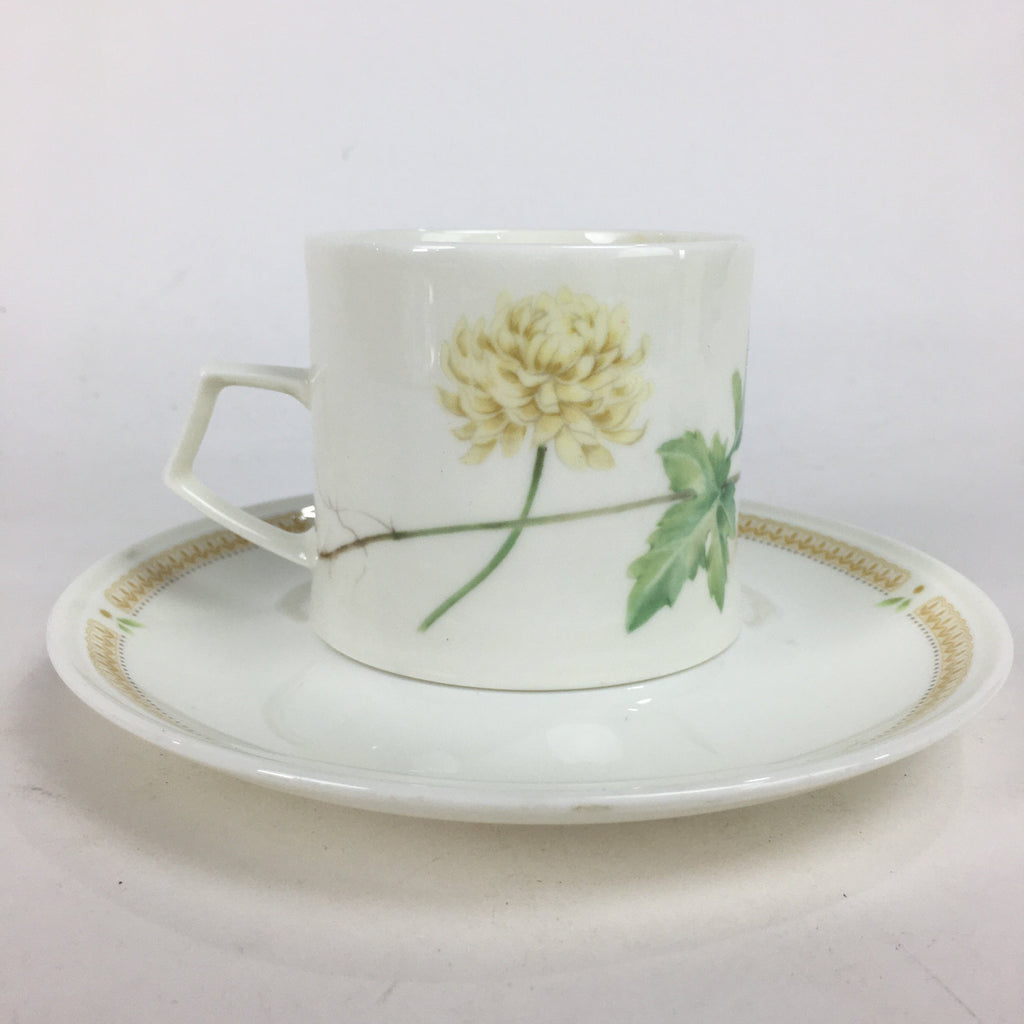 Japanese Porcelain Teacup Mug Saucer Set Vtg Narumi Bone China Flower PP681