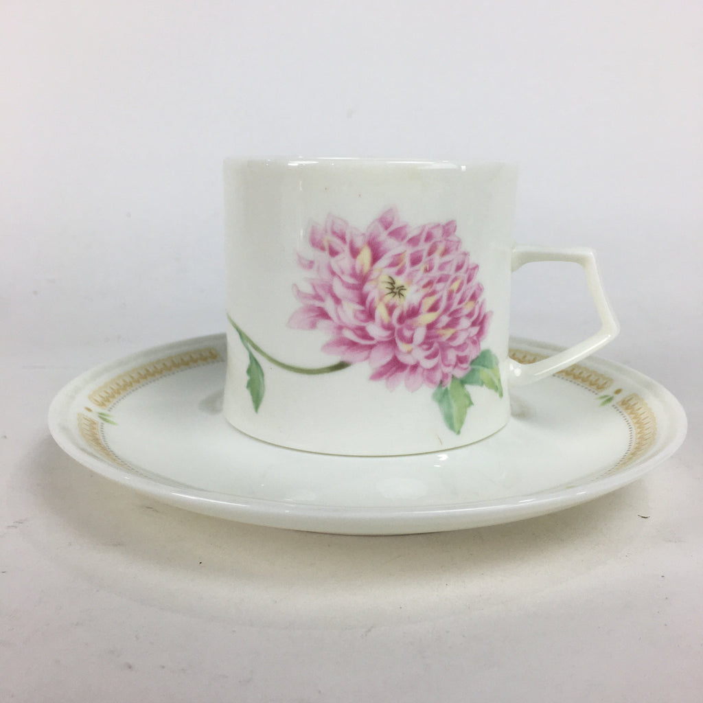 Japanese Porcelain Teacup Mug Saucer Set Vtg Narumi Bone China Flower PP682