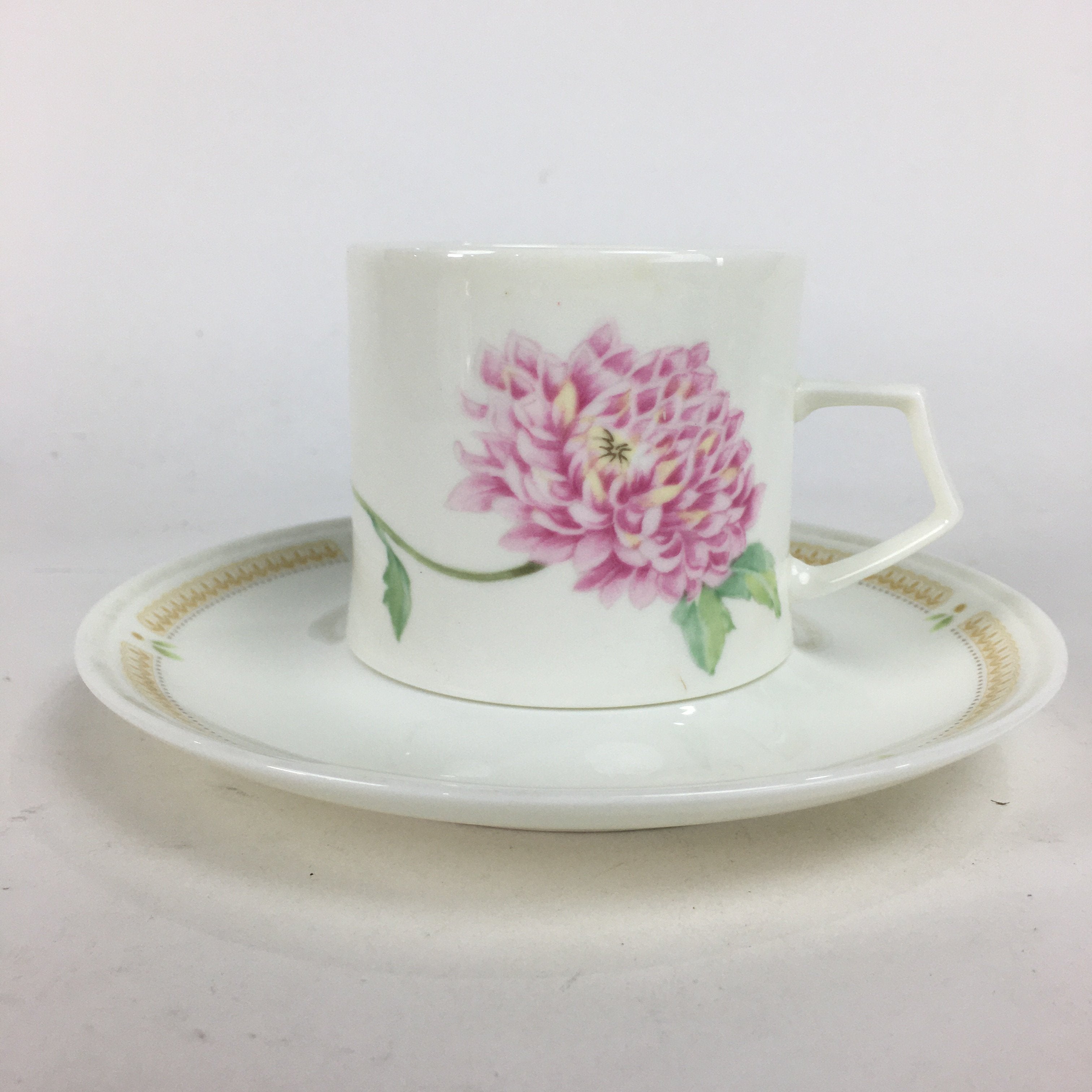 Japanese Porcelain Teacup Mug Saucer Set Vtg Narumi Bone China Flower PP682