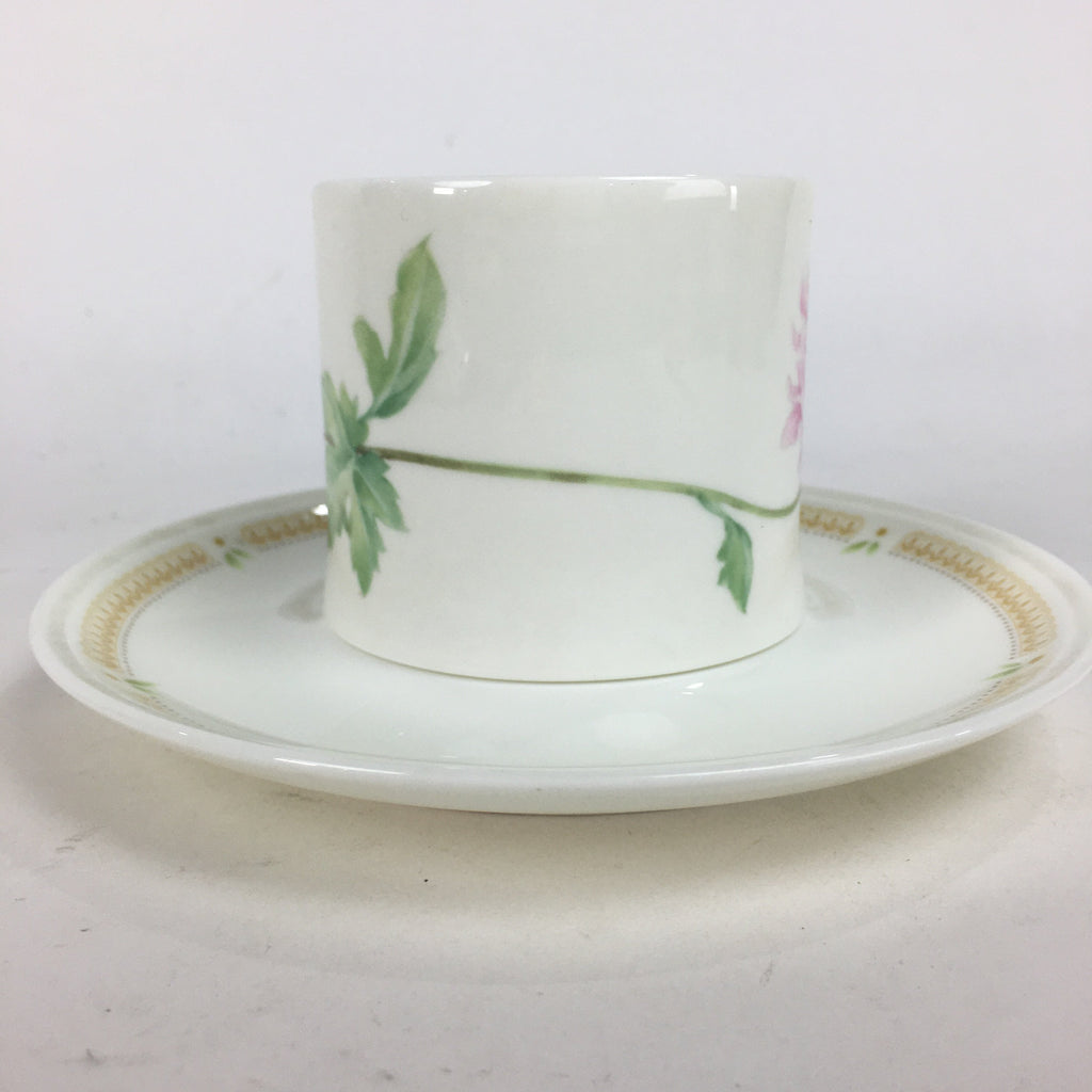 Japanese Porcelain Teacup Mug Saucer Set Vtg Narumi Bone China Flower PP682