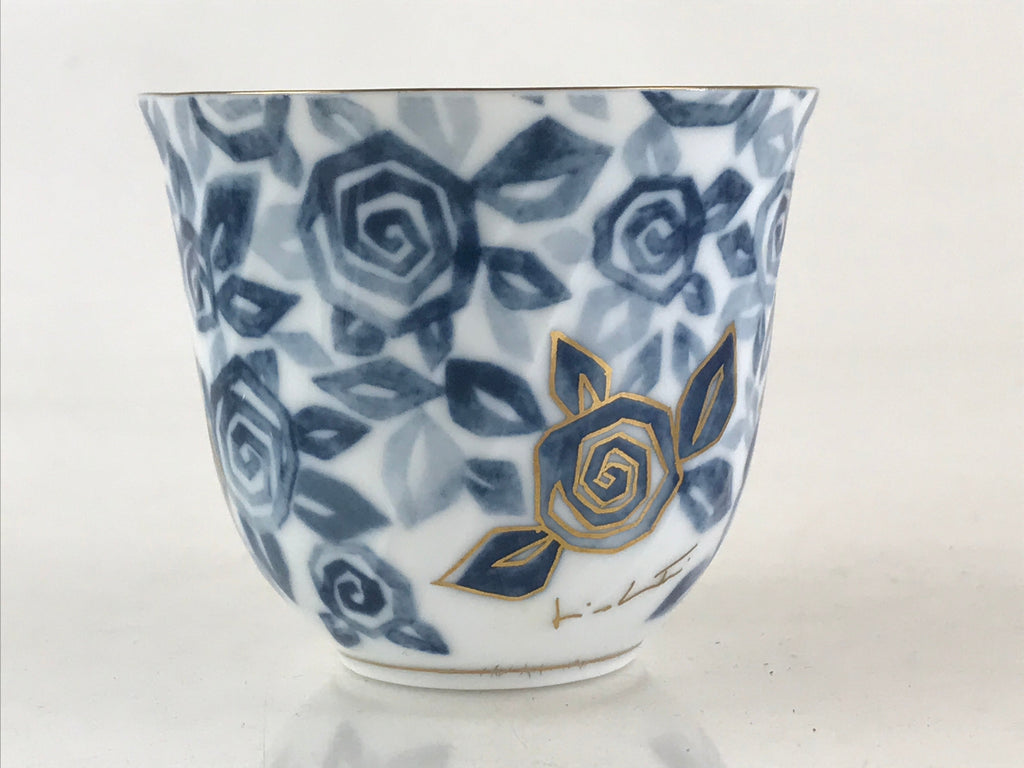 Japanese Porcelain Teacup Mug Saucer Set Vtg Tachikichi Inc Japan Blue Flower PY