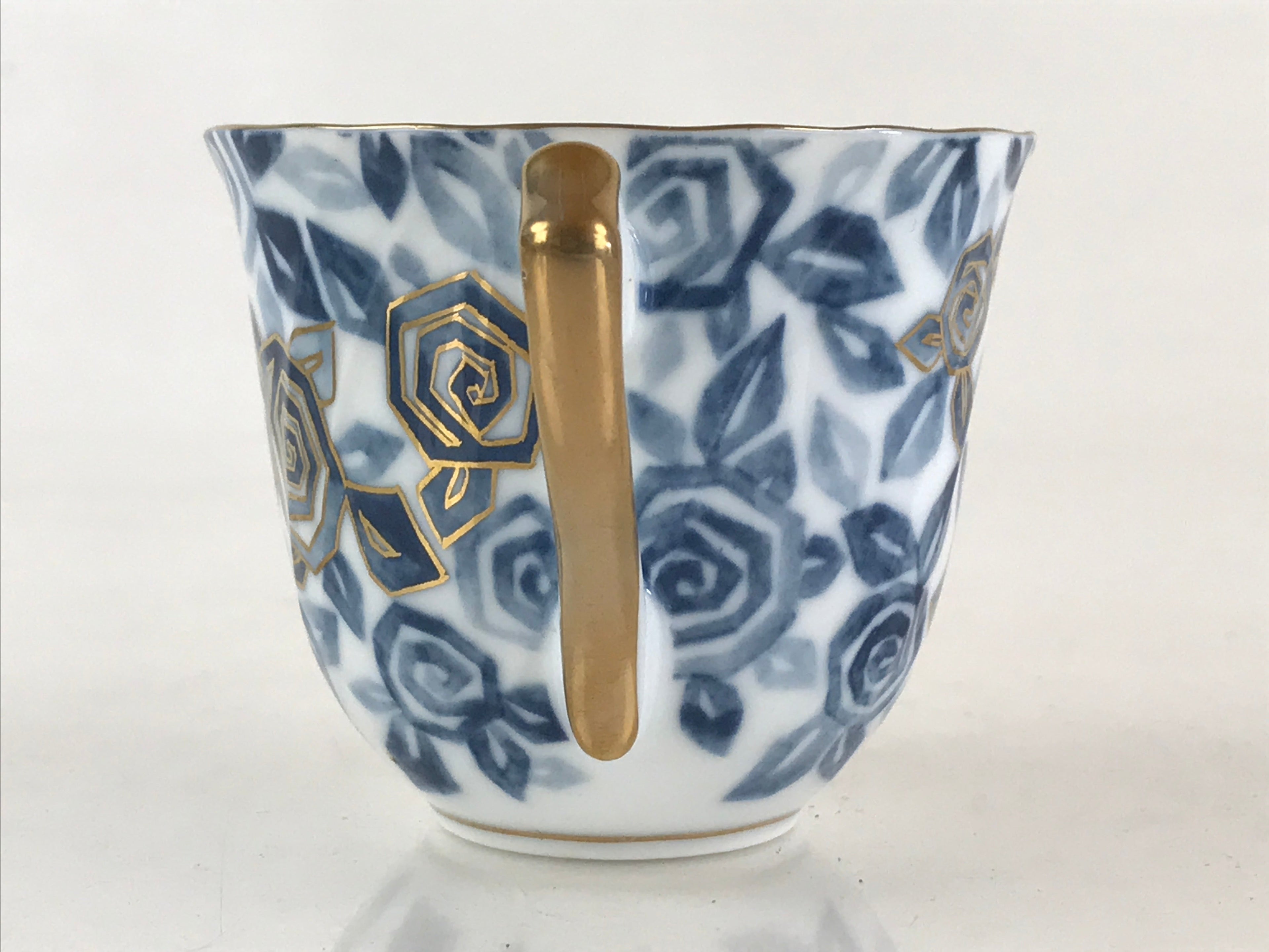 Japanese Porcelain Teacup Mug Saucer Set Vtg Tachikichi Inc Japan Blue Flower PY