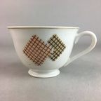 Japanese Porcelain Teacup Mug Saucer Vtg Yunomi Plate Set Plaid PP310