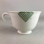 Japanese Porcelain Teacup Mug Saucer Vtg Yunomi Plate Set Plaid PP310