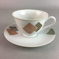Japanese Porcelain Teacup Mug Saucer Vtg Yunomi Plate Set Plaid PP310
