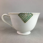 Japanese Porcelain Teacup Mug Saucer Vtg Yunomi Plate Set Plaid PP311