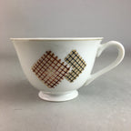 Japanese Porcelain Teacup Mug Saucer Vtg Yunomi Plate Set Plaid PP312