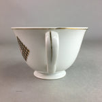 Japanese Porcelain Teacup Mug Saucer Vtg Yunomi Plate Set Plaid PP312