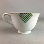 Japanese Porcelain Teacup Mug Saucer Vtg Yunomi Plate Set Plaid PP313