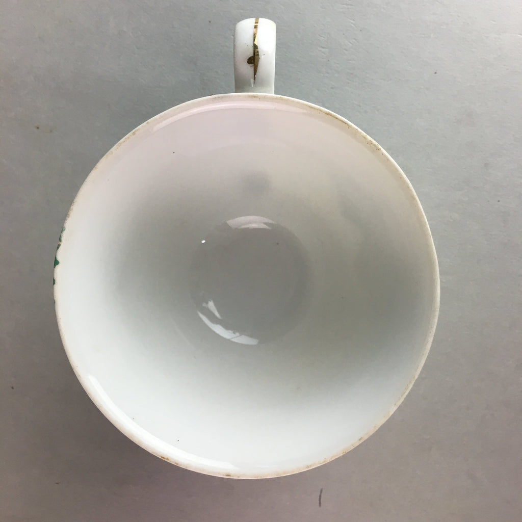 Japanese Porcelain Teacup Mug Saucer Vtg Yunomi Plate Set Plaid PP313