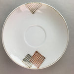 Japanese Porcelain Teacup Mug Saucer Vtg Yunomi Plate Set Plaid PP313