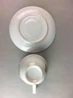 Japanese Porcelain Teacup Mug Saucer Vtg Yunomi Plate Set Plaid PP314
