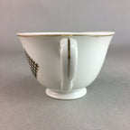 Japanese Porcelain Teacup Mug Saucer Vtg Yunomi Plate Set Plaid PP314