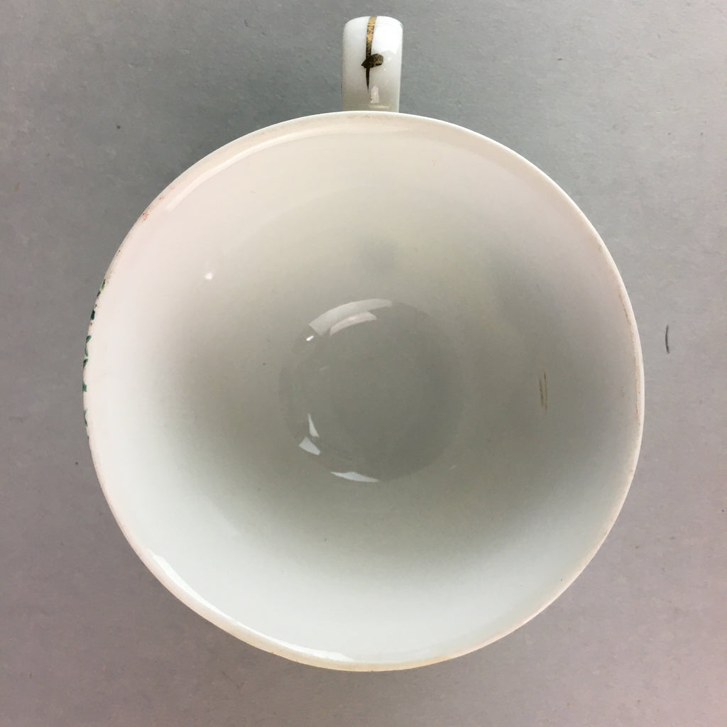 Japanese Porcelain Teacup Mug Saucer Vtg Yunomi Plate Set Plaid PP314
