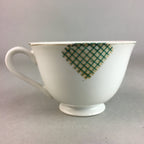 Japanese Porcelain Teacup Mug Saucer Vtg Yunomi Plate Set Plaid PP315
