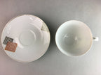 Japanese Porcelain Teacup Mug Saucer Vtg Yunomi Plate Set Plaid PP315
