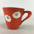 Japanese Porcelain Teacup Mug Vtg Yunomi Floral Red White PT967