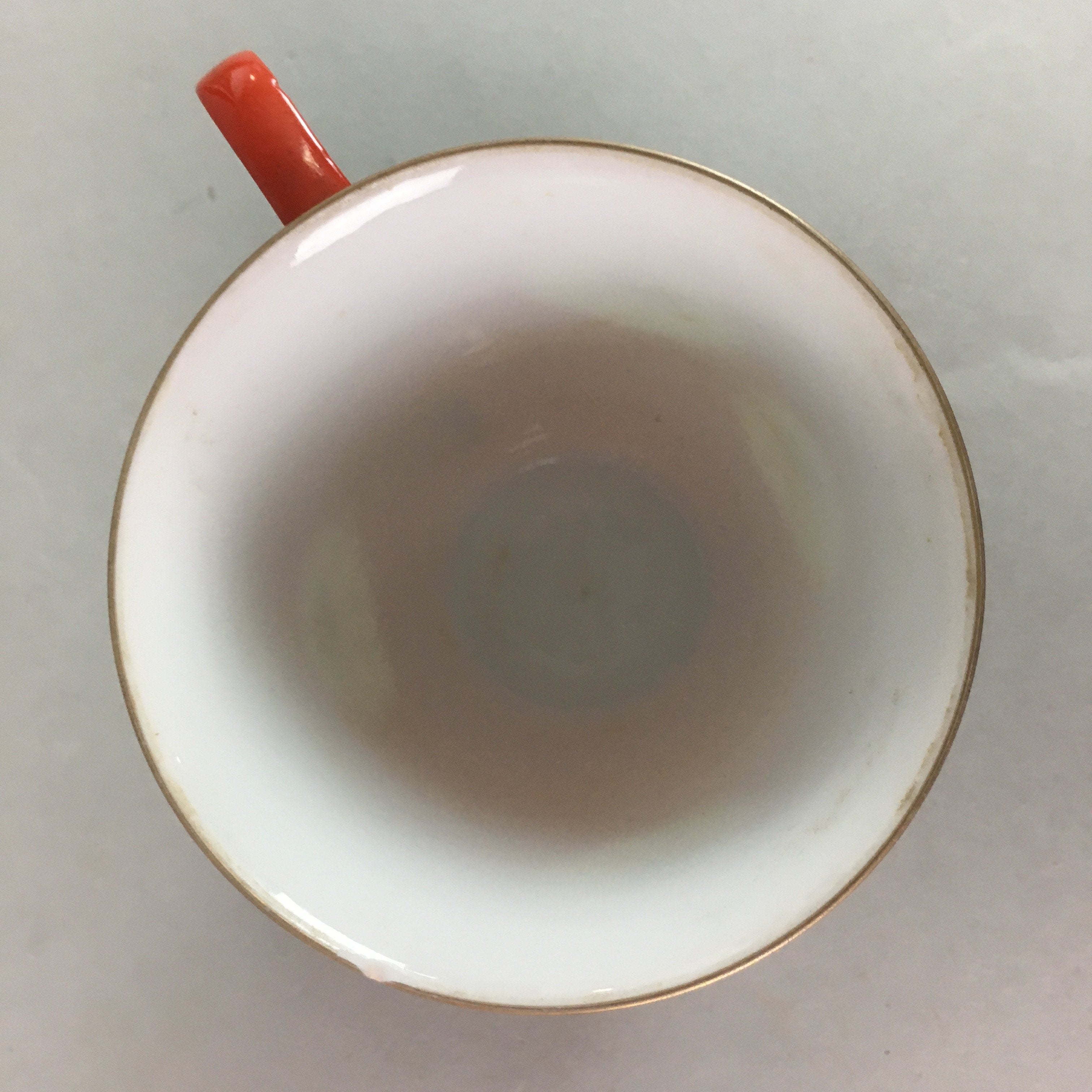 Japanese Porcelain Teacup Mug Vtg Yunomi Floral Red White PT967