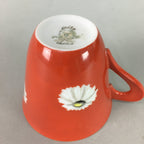 Japanese Porcelain Teacup Mug Vtg Yunomi Floral Red White PT967