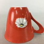 Japanese Porcelain Teacup Mug Vtg Yunomi Floral Red White PT967