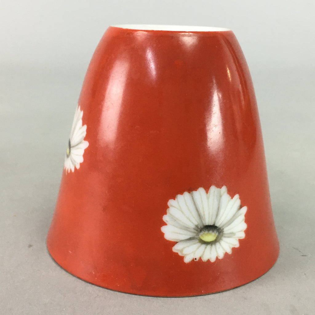 Japanese Porcelain Teacup Mug Vtg Yunomi Floral Red White PT968