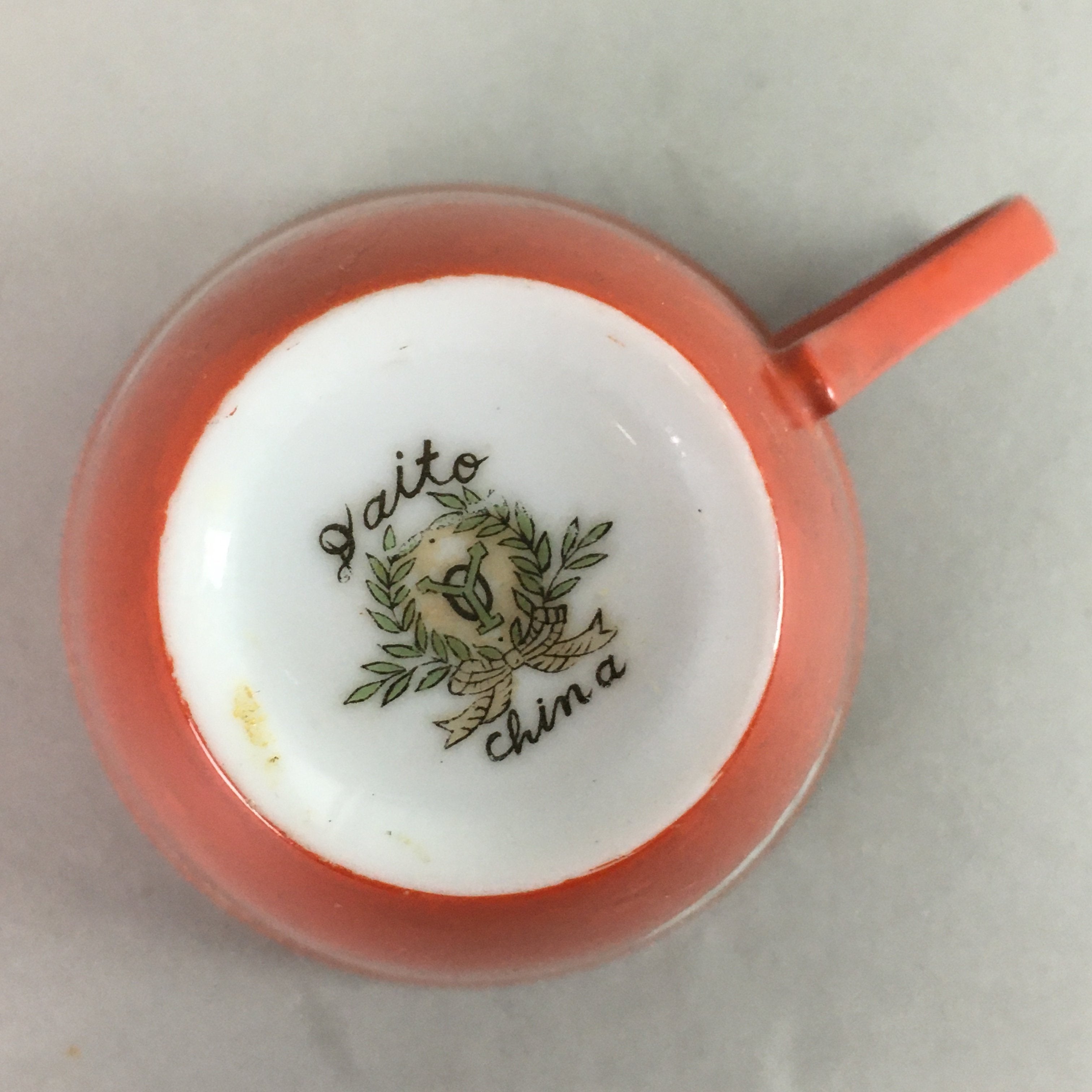 Japanese Porcelain Teacup Mug Vtg Yunomi Floral Red White PT968