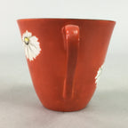 Japanese Porcelain Teacup Mug Vtg Yunomi Floral Red White PT968