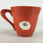 Japanese Porcelain Teacup Mug Vtg Yunomi Floral Red White PT968