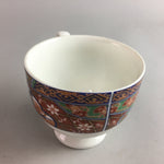 Japanese Porcelain Teacup Mug Vtg Yunomi Red Blue Gold Handle Iroe Sencha PT227