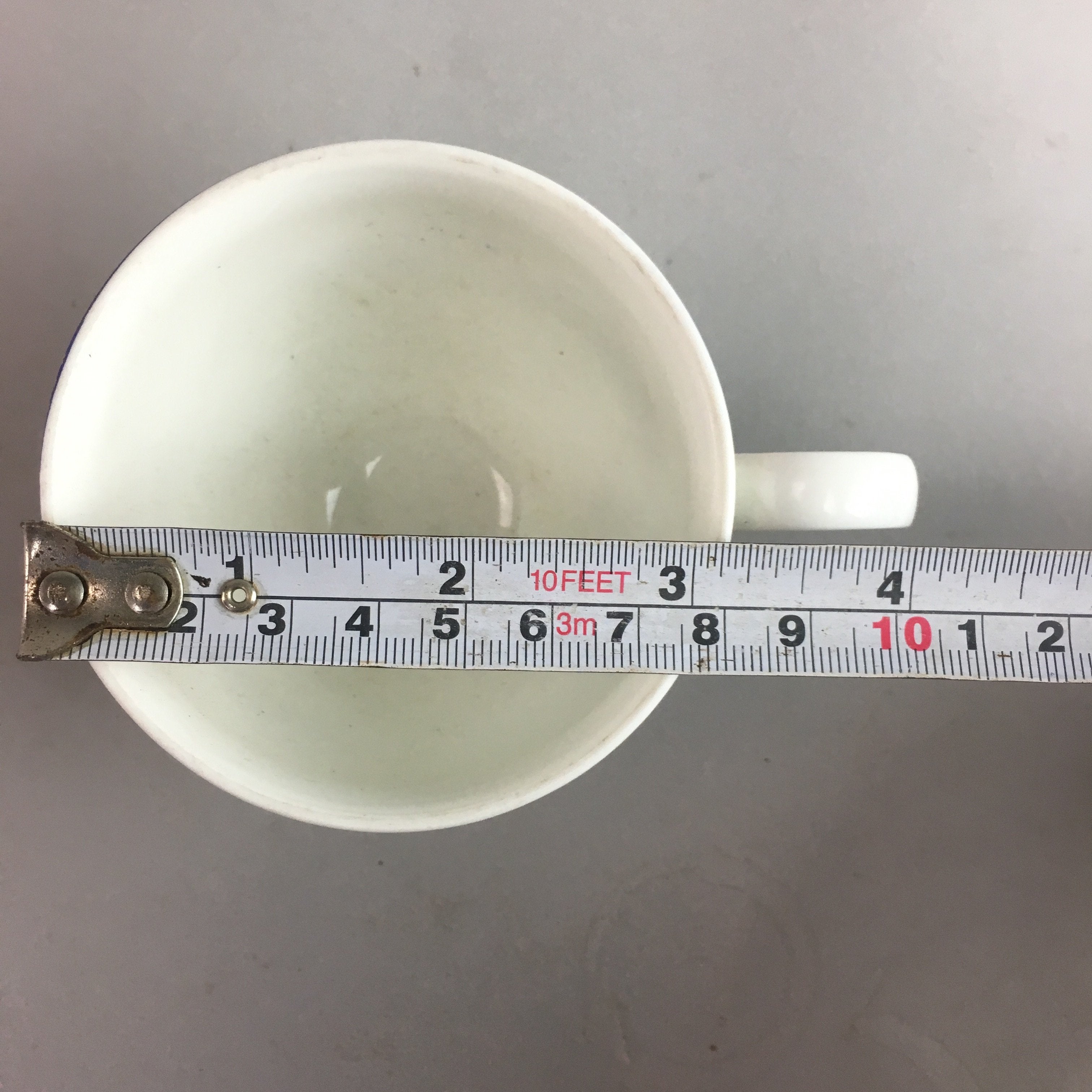 Japanese Porcelain Teacup Mug Vtg Yunomi Red Blue Gold Handle Iroe Sencha PT227