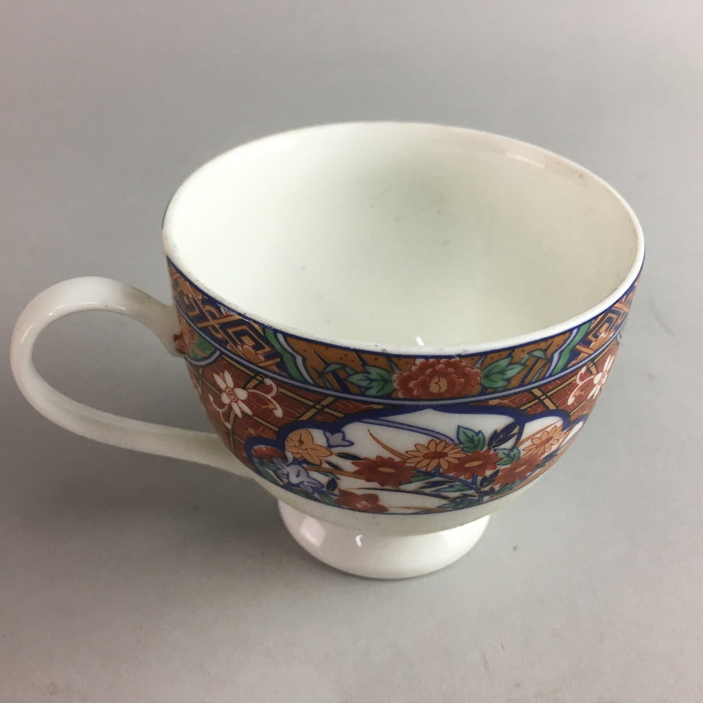 Japanese Porcelain Teacup Mug Vtg Yunomi Red Blue Gold Handle Iroe Sencha PT228