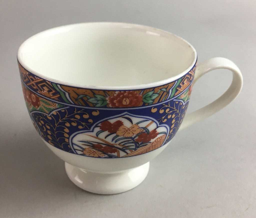 Japanese Porcelain Teacup Mug Vtg Yunomi Red Blue Gold Handle Iroe Sencha PT228