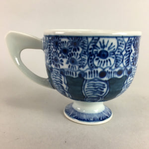 Japanese Porcelain Teacup Saucer Vtg Blue and White Sometsuke Mug Coffee QT3