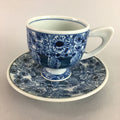 Japanese Porcelain Teacup Saucer Vtg Blue and White Sometsuke Mug Coffee QT3