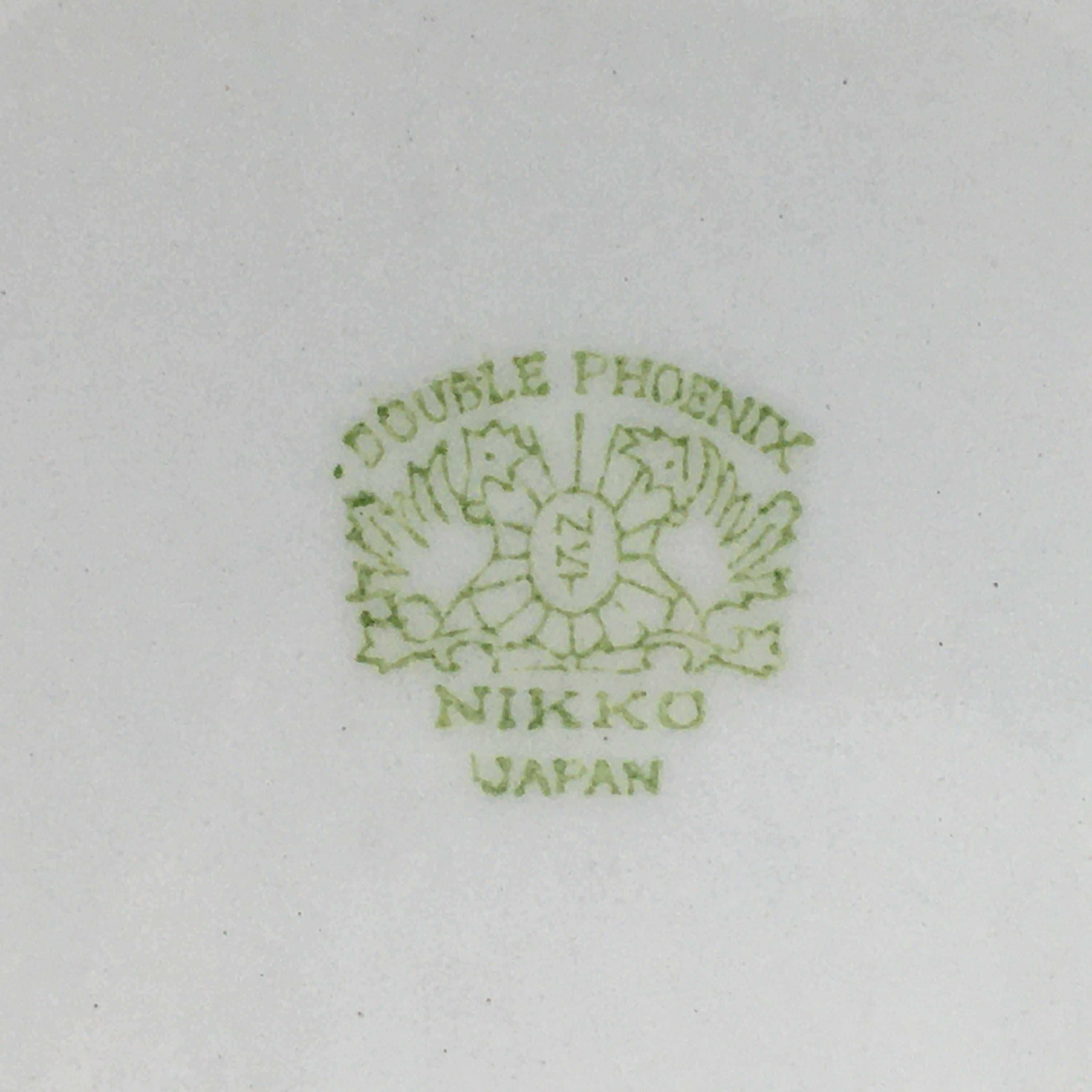 Japanese Porcelain Teacup Saucer Vtg Double Phoenix Nikko Japan Sansui PP669