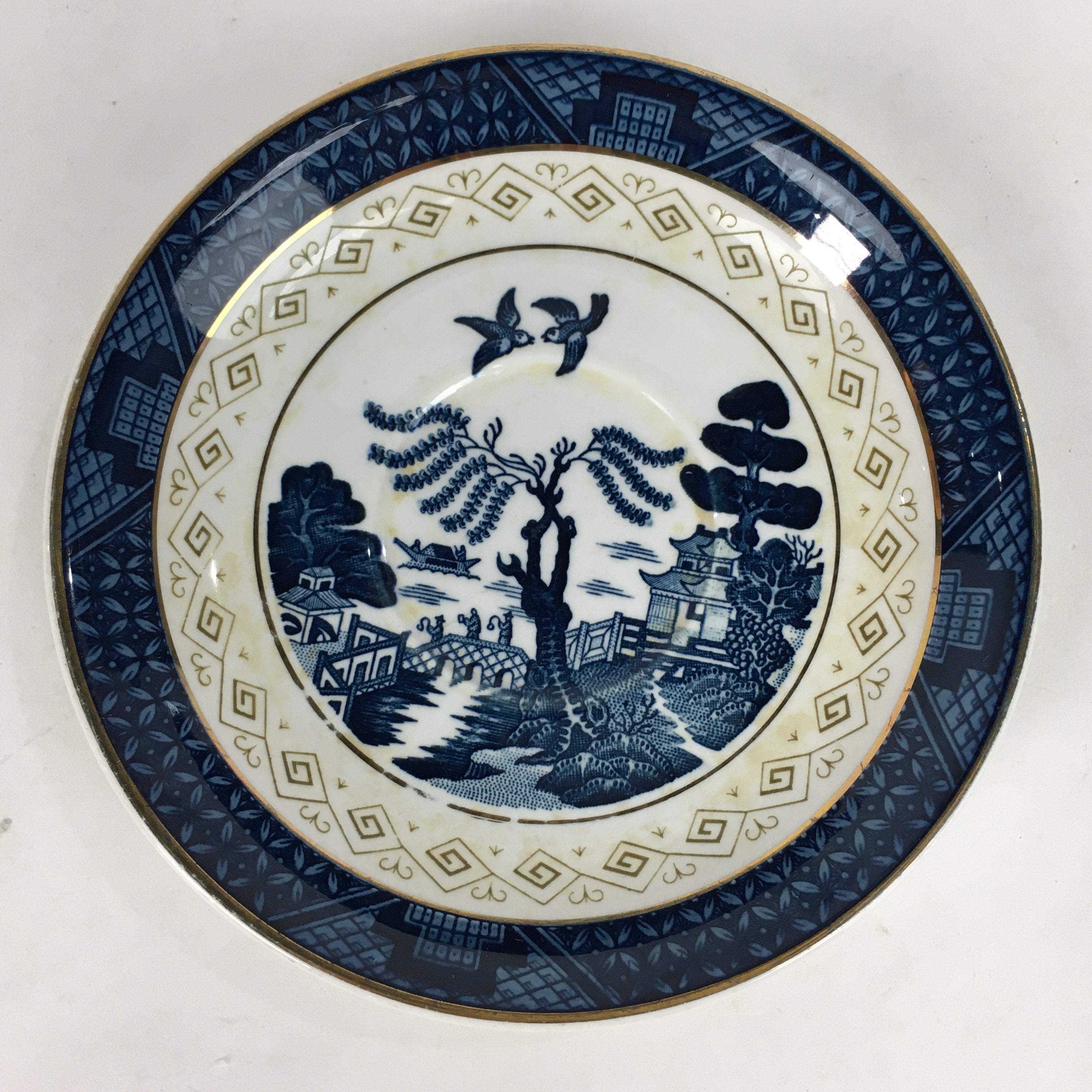 Japanese Porcelain Teacup Saucer Vtg Double Phoenix Nikko Japan Sansui PP669