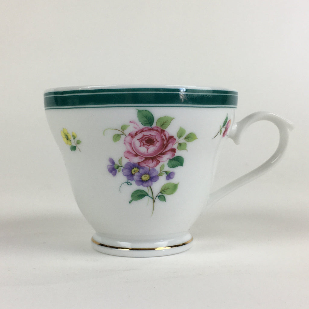 Japanese Porcelain Teacup Vtg Belle Plat Japan Flower Pattern White PP918