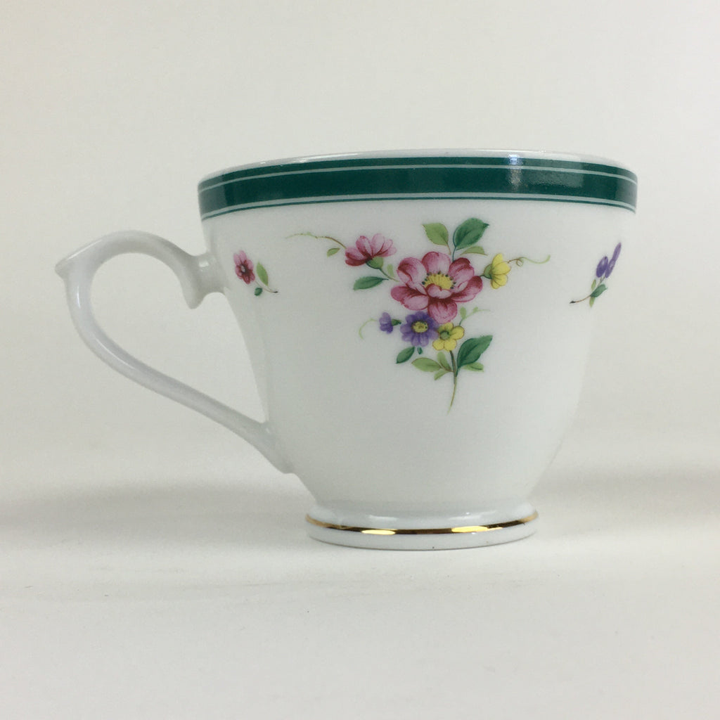 Japanese Porcelain Teacup Vtg Belle Plat Japan Flower Pattern White PP918