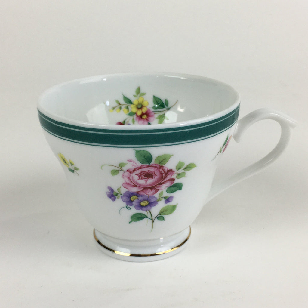 Japanese Porcelain Teacup Vtg Belle Plat Japan Flower Pattern White PP918