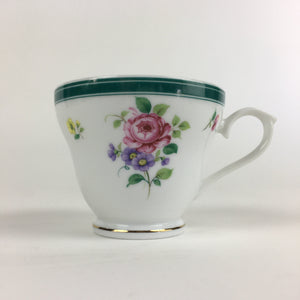 Japanese Porcelain Teacup Vtg Belle Plat Japan Flower Pattern White PP919