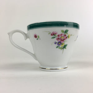 Japanese Porcelain Teacup Vtg Belle Plat Japan Flower Pattern White PP919