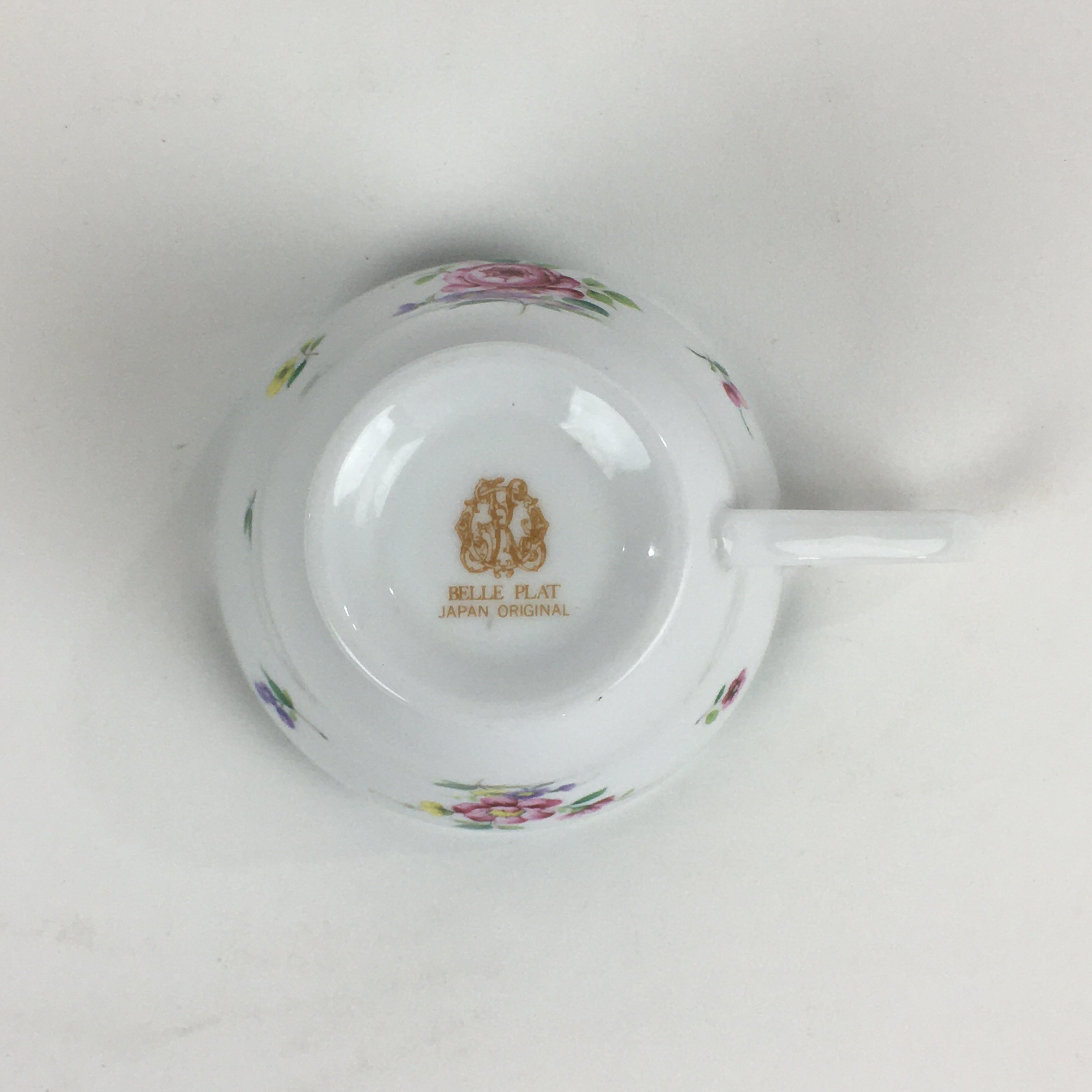 Japanese Porcelain Teacup Vtg Belle Plat Japan Flower Pattern White PP919