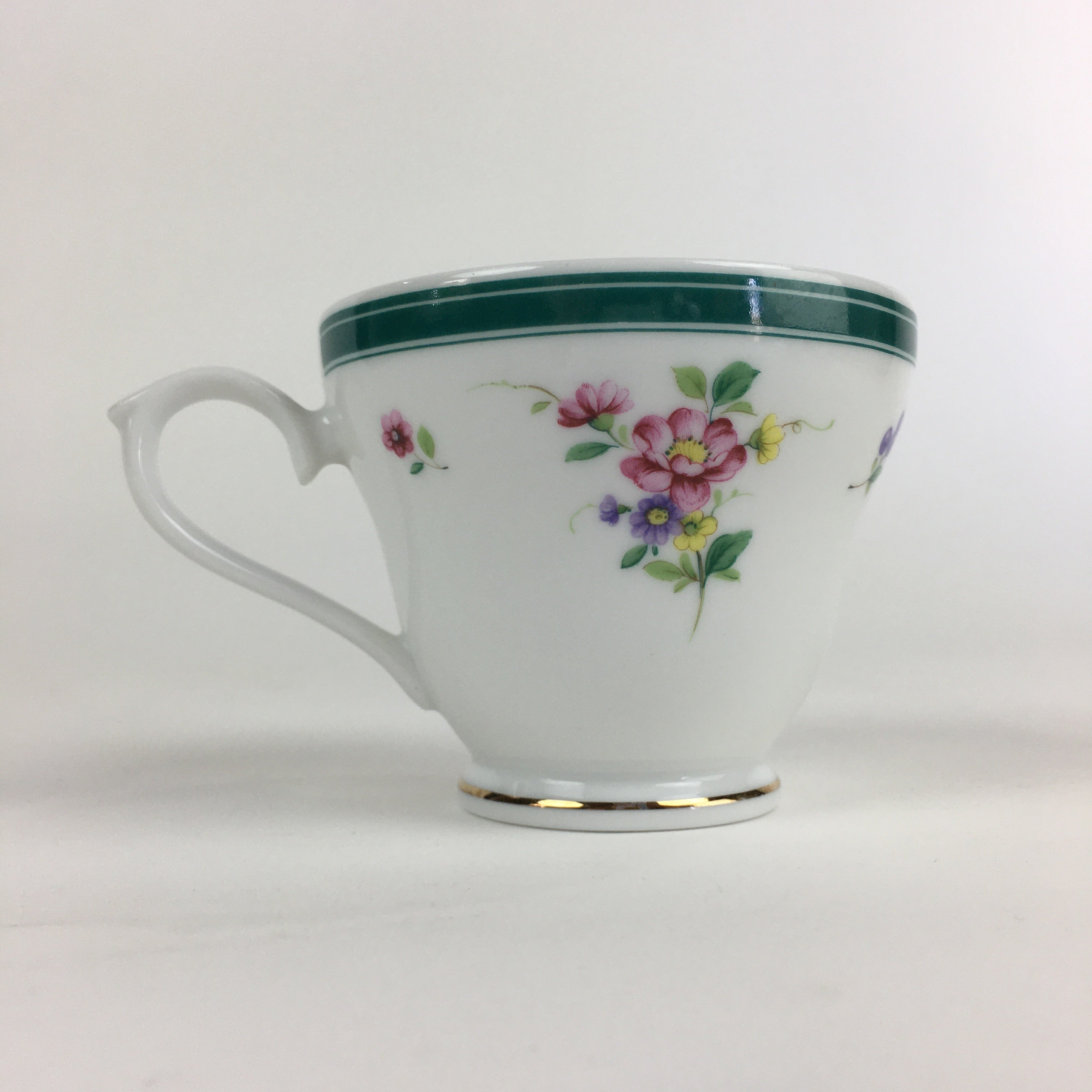 Japanese Porcelain Teacup Vtg Belle Plat Japan Flower Pattern White PP920