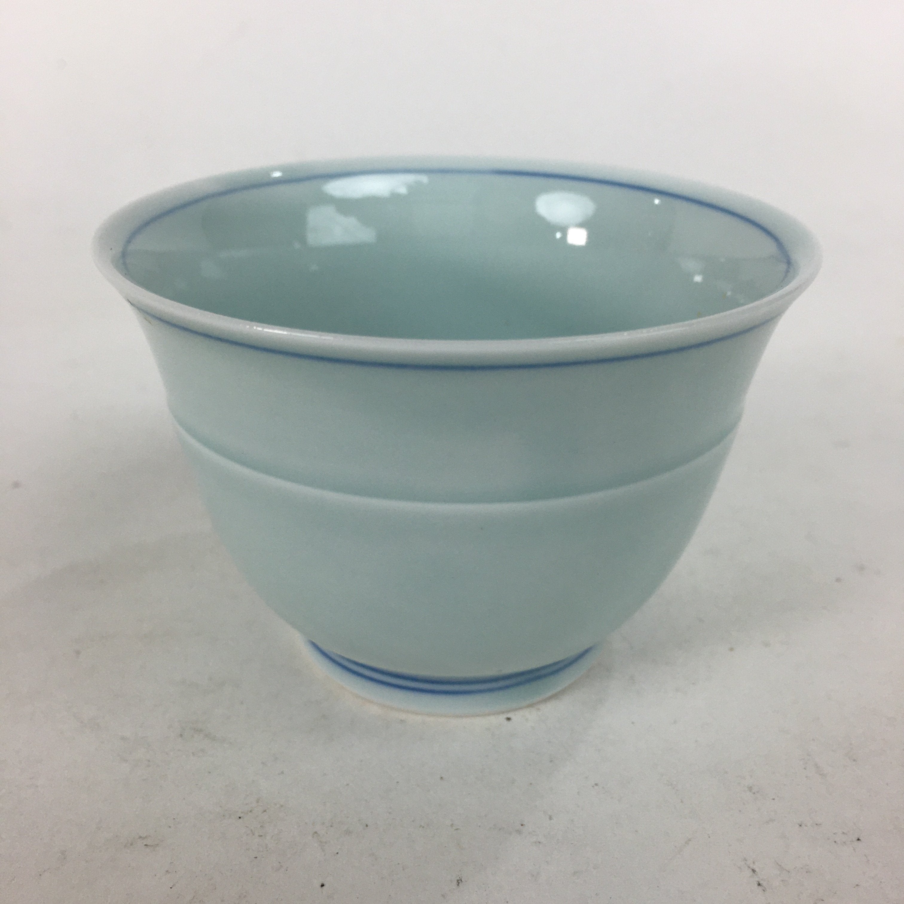 Japanese Porcelain Teacup Vtg Light Blue Small Bird Design Inside Sencha QT128