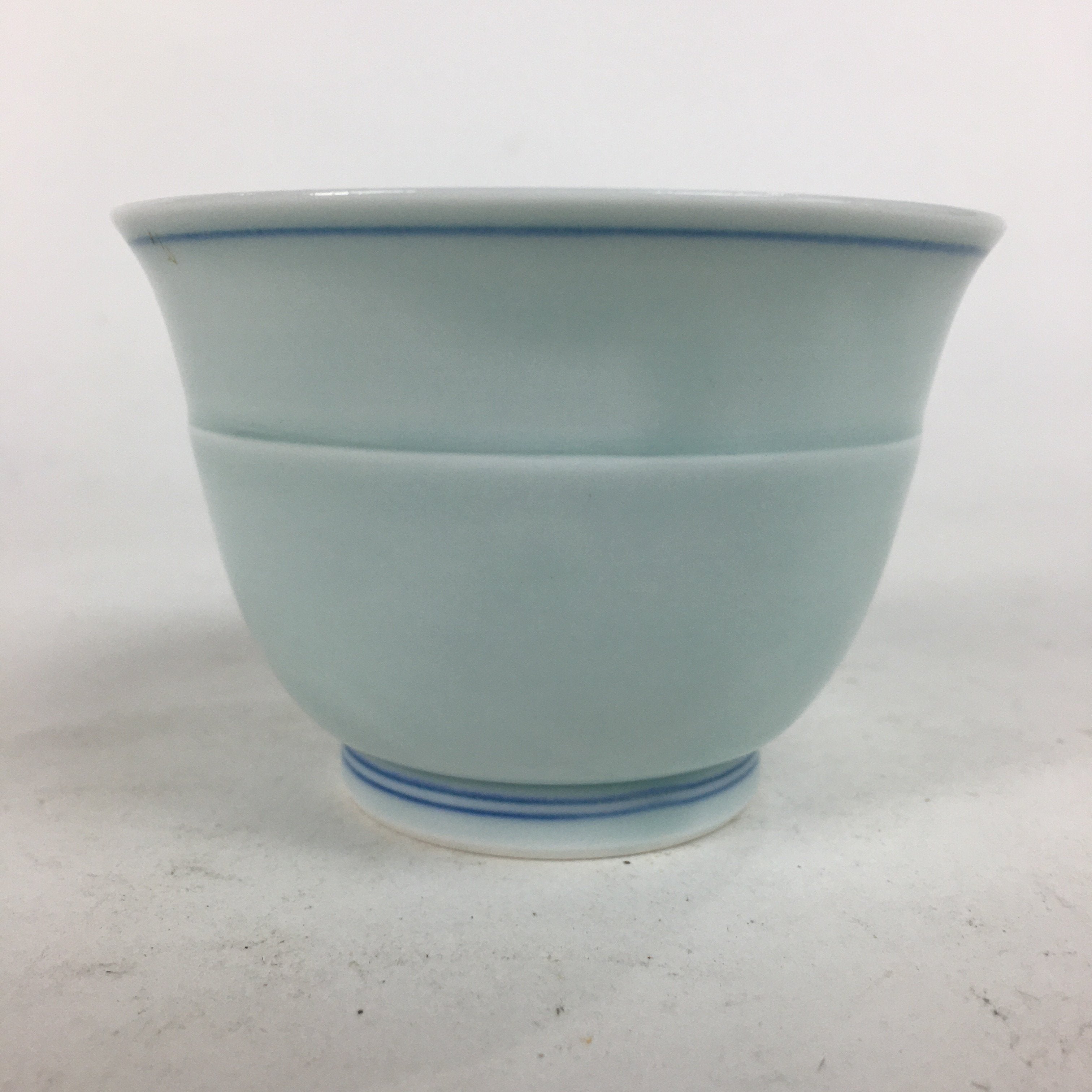 Japanese Porcelain Teacup Vtg Light Blue Small Bird Design Inside Sencha QT128