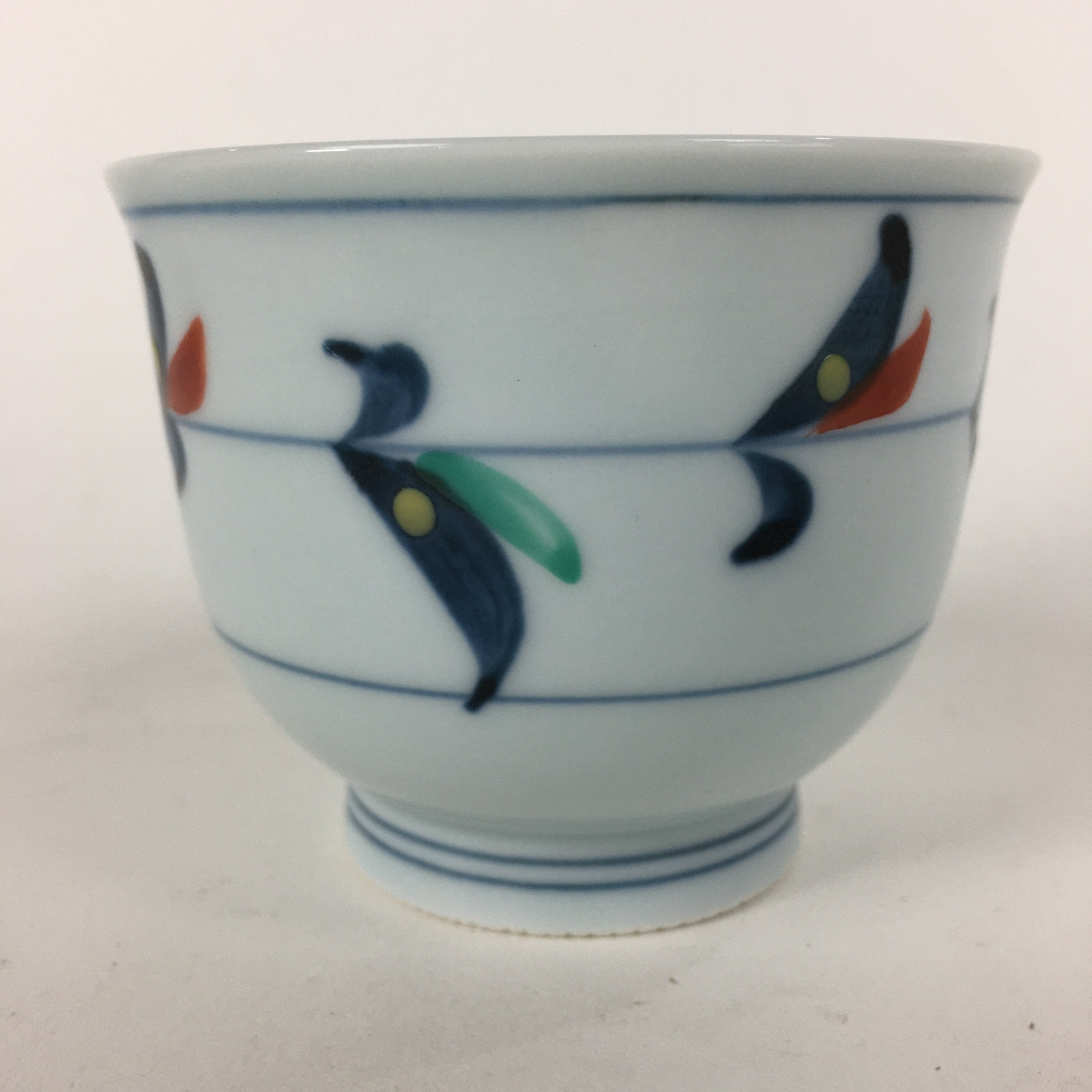 Japanese Porcelain Teacup Vtg Light Blue Small Bird Design Inside Sencha QT129