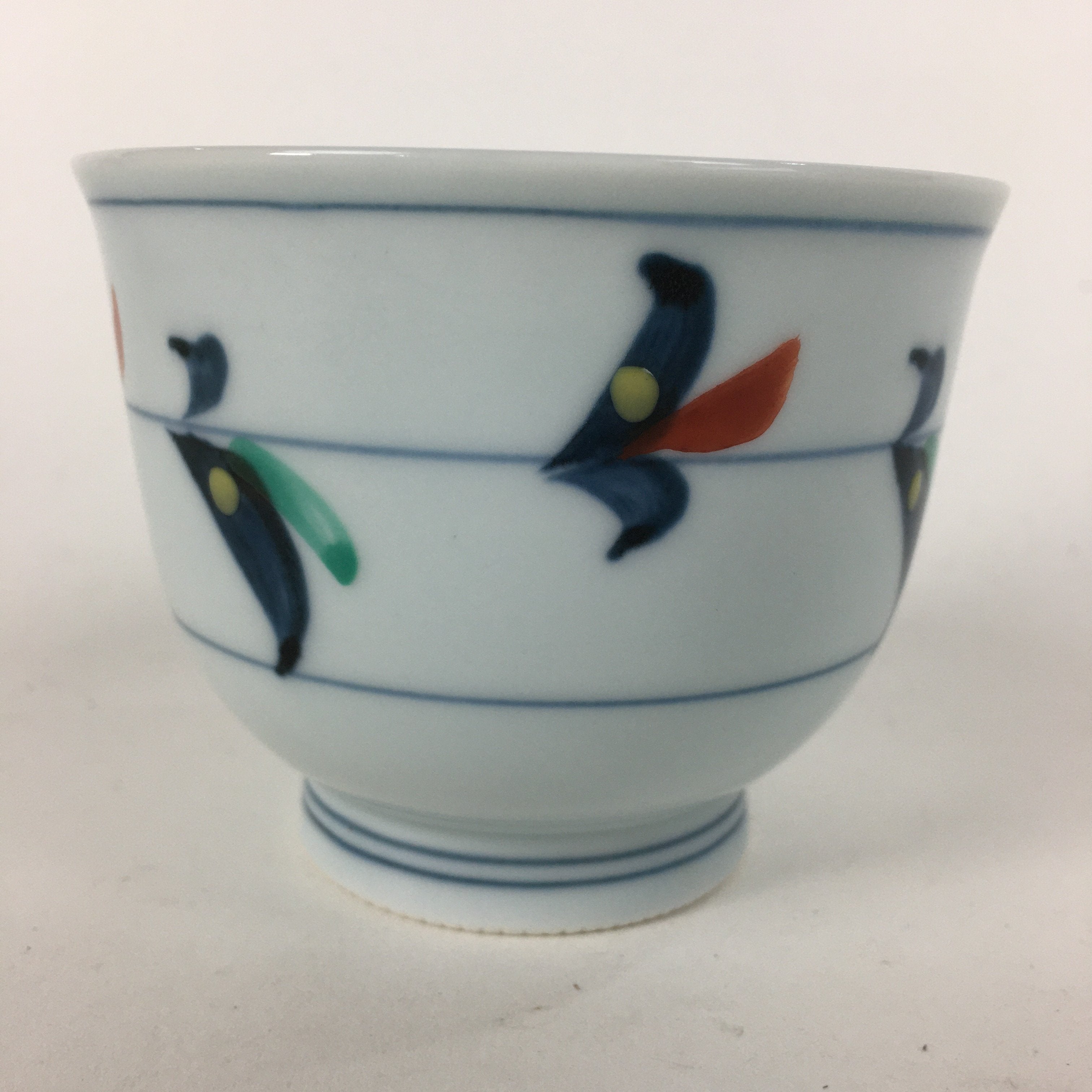Japanese Porcelain Teacup Vtg Light Blue Small Bird Design Inside Sencha QT129